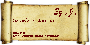 Szamák Janina névjegykártya